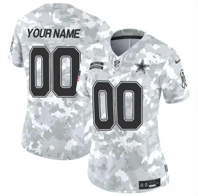 Womens Dallas Cowboys Active Player Custom 2024 F.U.S.E Arctic Camo Salute To Service Limited Stitched Football Jersey(Run Small)